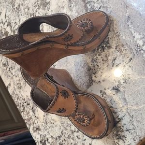 Jack Roger's  Marbella platform sandals wooden with antique looking rivets